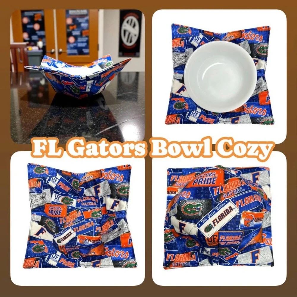 Hand Crafted Florida Gators Bowl Cozy Reversible Microwavable NCAA Team Fan Gift
